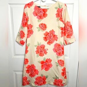 Pendleton Silk Short Dress 6 Spring Garden Wedding Floral Lightweight Cream Pink